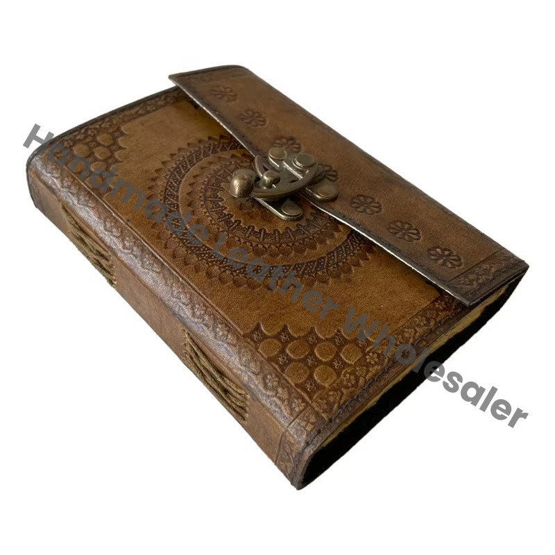 Handmade Vintage Leather Hardcover Journal Charcoal Chakra Antique Regular Embossed Recyclable Paper Sketchbook Planner Gift