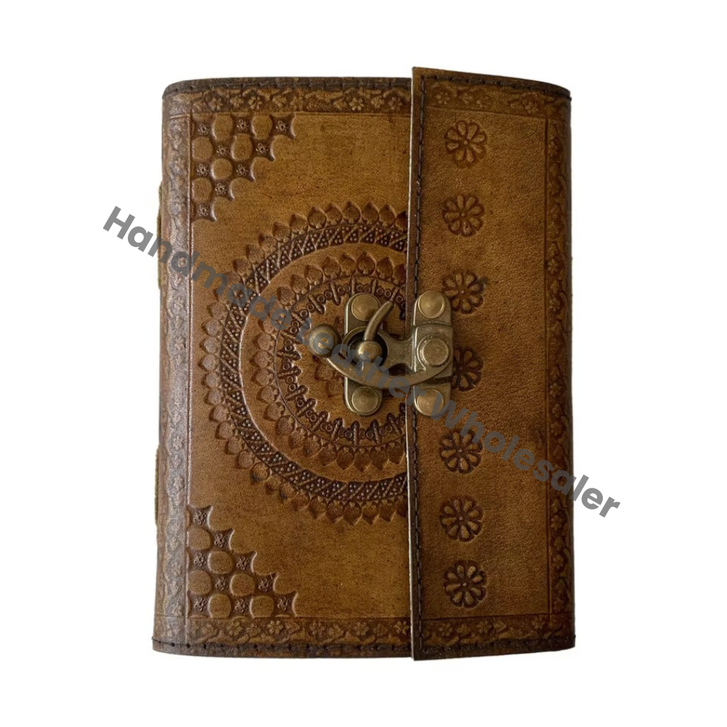 Handmade Vintage Leather Hardcover Journal Charcoal Chakra Antique Regular Embossed Recyclable Paper Sketchbook Planner Gift