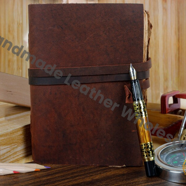 Handmade Vintage leather Journal - Blank Spell Book of Shadows, Grimoire Journal, Travel Writing Notebook, Deckle Edge Paper Closure