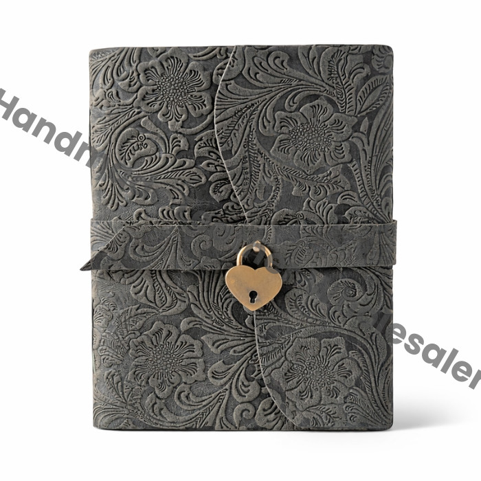 Handmade Vintage Leather Journal with Antique Lock – Travel Diary with Handmade Paper | Lined & Unlined Pages Book of Shadows