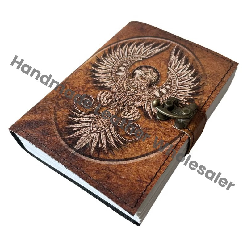 Handmade Vintage Phoenix Book Address Book Retro Collage Deckle Edge Hard Leather Cover Eco-friendly Paper Gift Writing Drawing Book