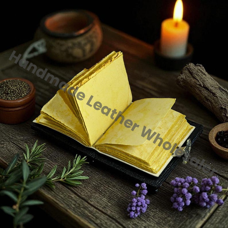 Handmade Witch Cauldron Grimoire with Lock: Halloween Spell Book Journal