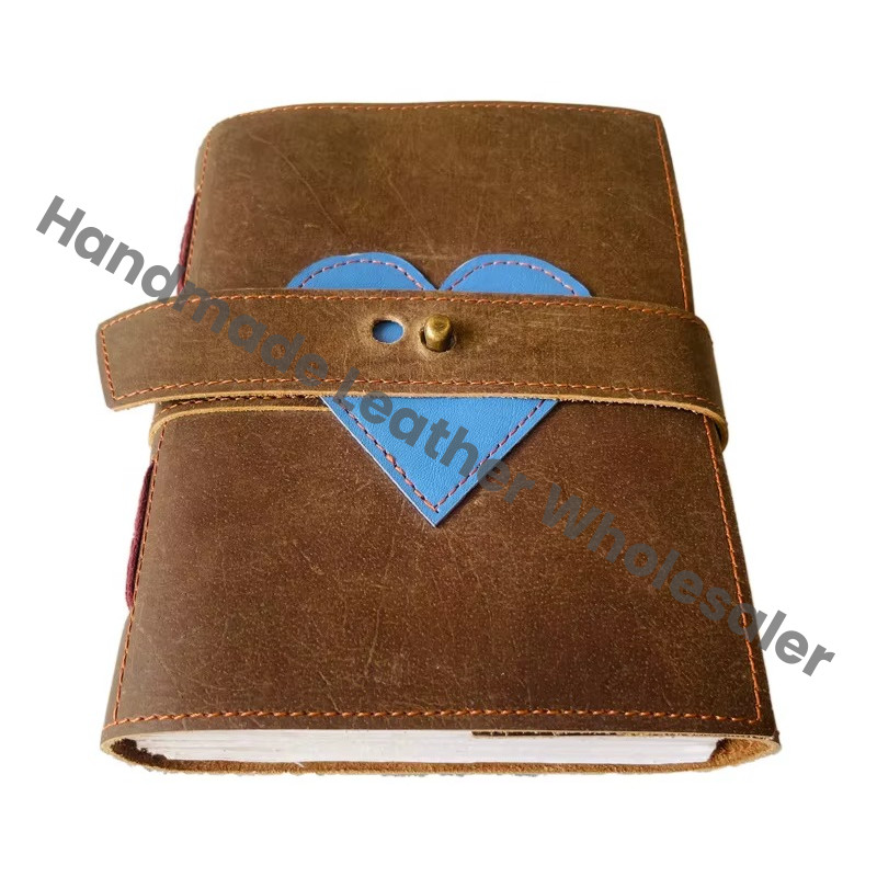 Heart Handmade Leather Hardcover Notebook Journal Vintage Book Design Writing Planner Meditation Self Care Gift Custom Logo