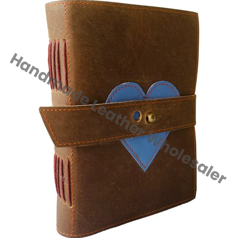 Heart Handmade Leather Hardcover Notebook Journal Vintage Book Design Writing Planner Meditation Self Care Gift Custom Logo