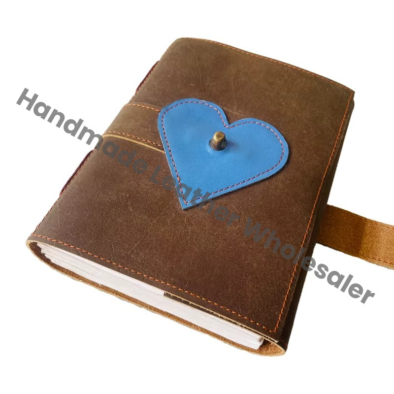 Heart Handmade Leather Hardcover Notebook Journal Vintage Book Design Writing Planner Meditation Self Care Gift Custom Logo