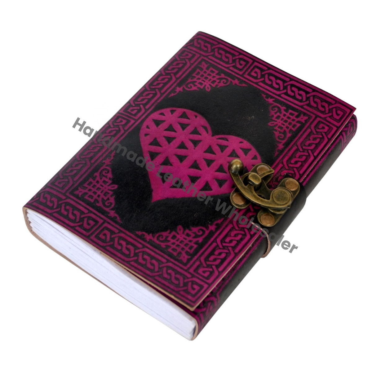 Heart Journal Dairy Classic Leather Hard Cover Personalized Cotton Paper Bound Antique Leather Book for Sketching Drawing