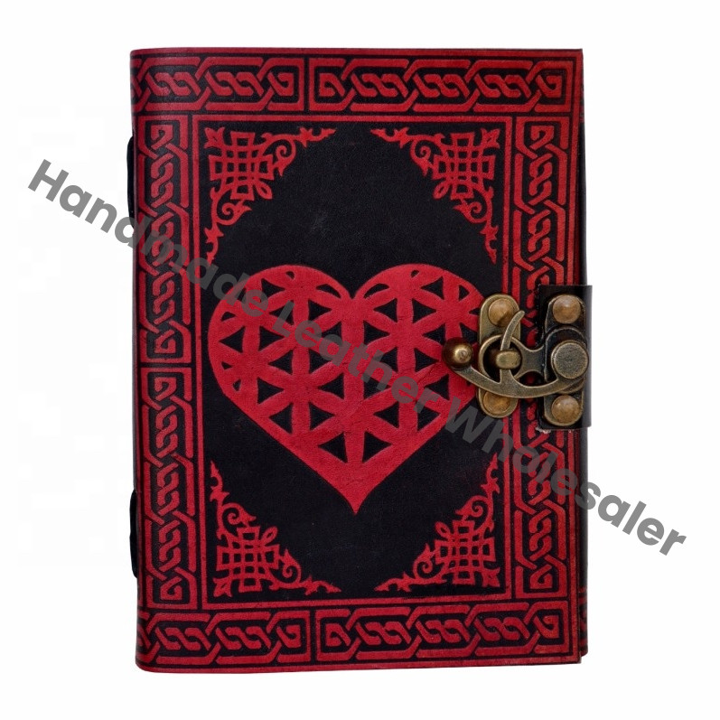 Heart Leather Journal Classic Hard Cover Personalized Dairy Cotton Paper Bound Antique Book Sketching Drawing Traveler Planner