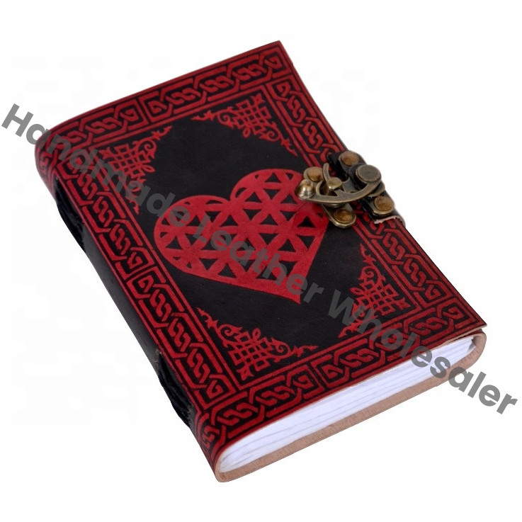 Heart Leather Journal Classic Hard Cover Personalized Dairy Cotton Paper Bound Antique Book Sketching Drawing Traveler Planner