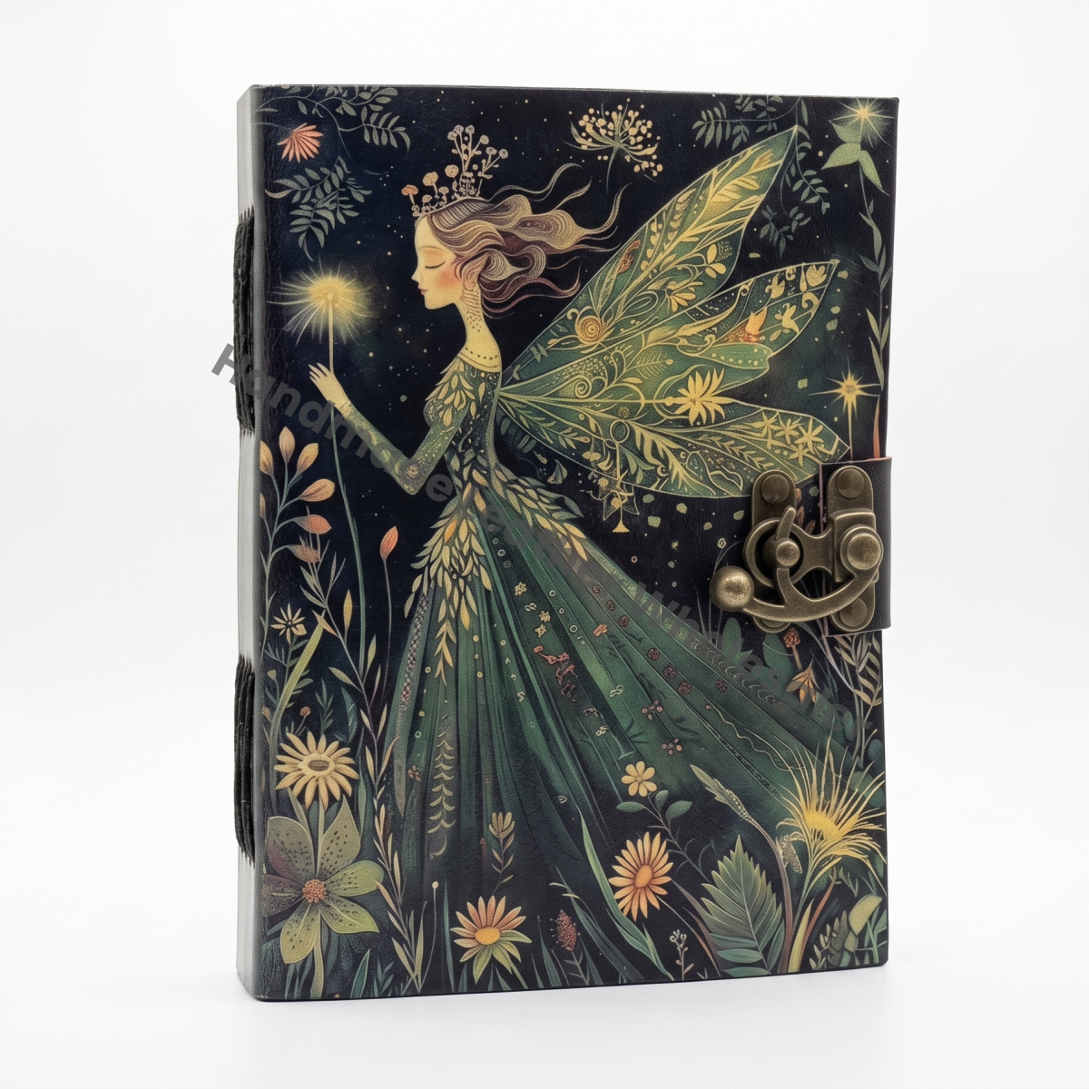 HLW Fairy Moon Leather Grimoire Journal – Blankspell Book of Shadows, Witchcraft Spellbook fairy Gift