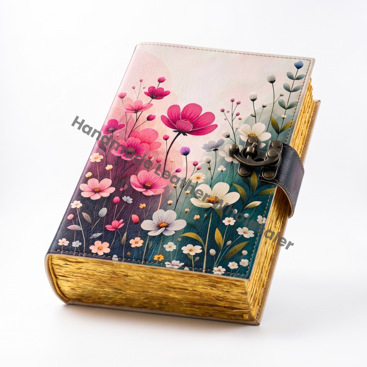 HLW Personalized - Floral Leather Journal for Women  Vintage Birth Flower Diary with Lock  Handmade Notebook Gift for Her