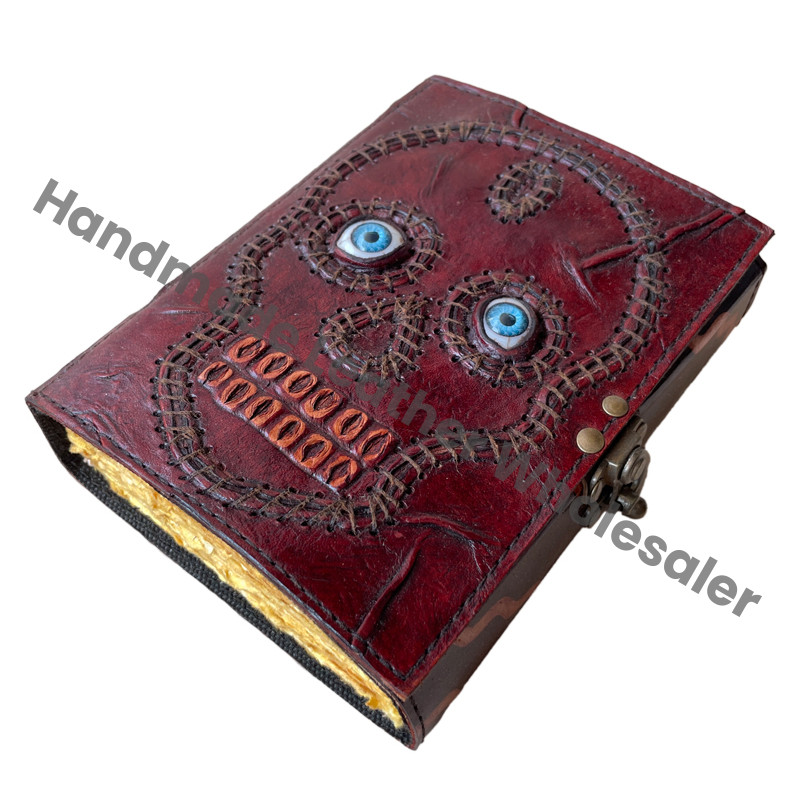 Hocus Pocus Book of Spell Handmade Skull Recycled Deckle Blank Pages God Eye Magical Spell Books Gift Cover Blank Journal