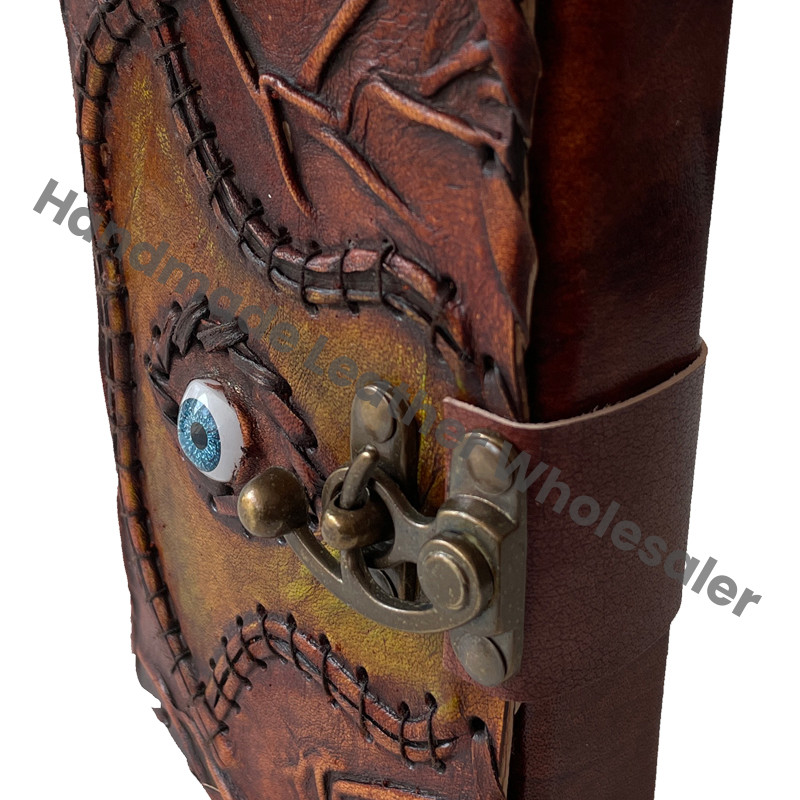 Hocus Pocus Book Spell God Eye Magical Handmade Spiral Bound Recycled Deckle Journal Blank Pages Hard Leather Cover Gift
