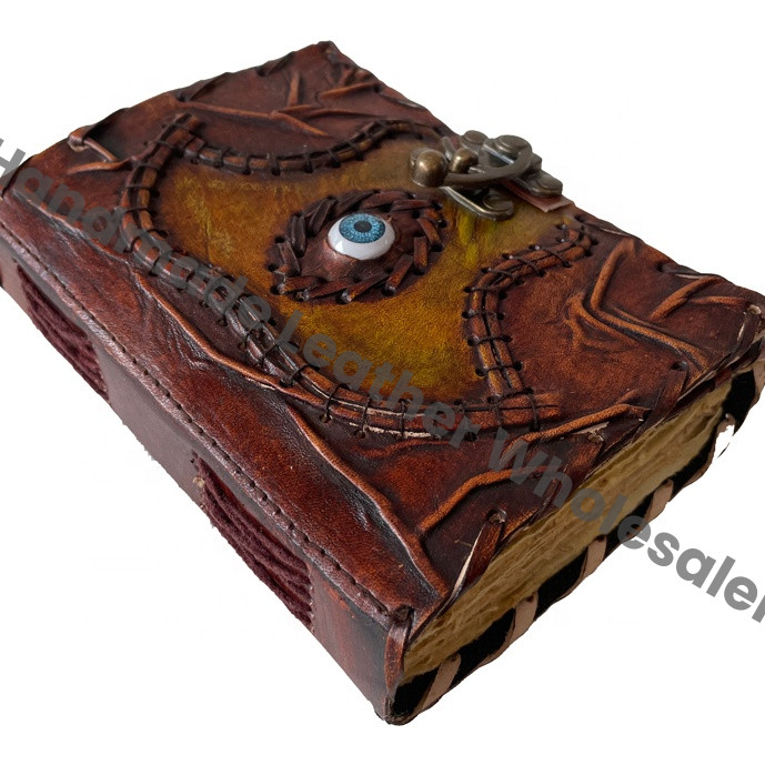 Hocus Pocus Book Spell God Eye Magical Handmade Spiral Bound Recycled Deckle Journal Blank Pages Hard Leather Cover Gift