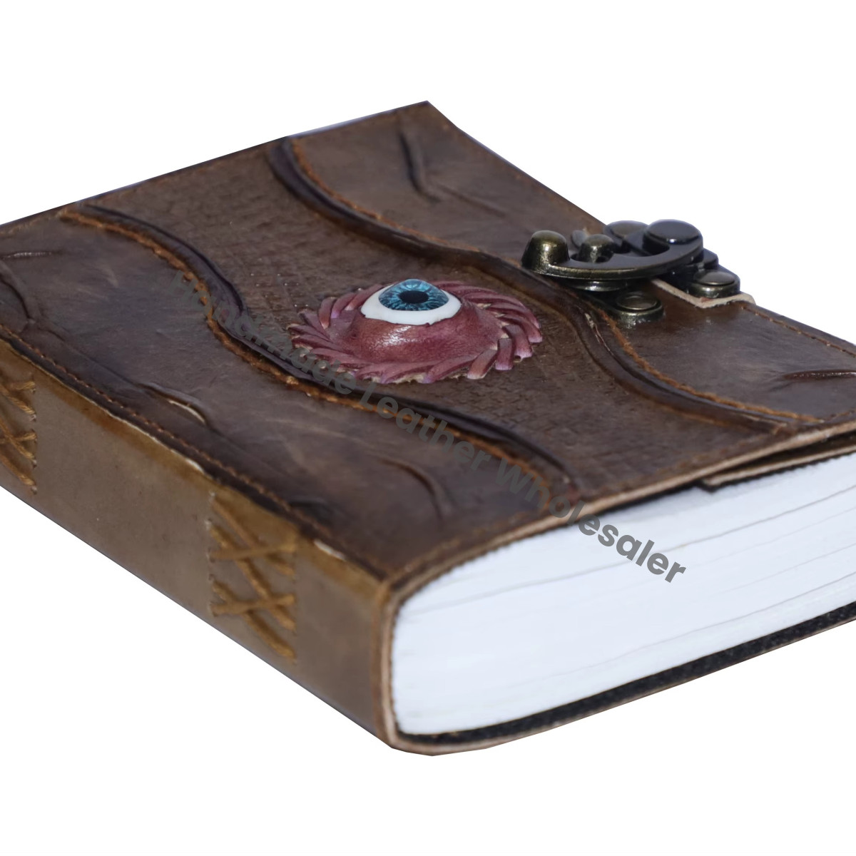 Hocus Pocus Book Spells Charcoal Vintage Hard Leather Cover Journal Saddle Stitched Eco-friendly Paper Handmade Halloween Decor