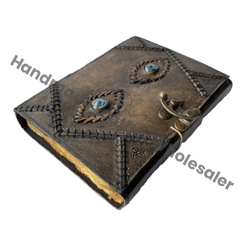 Hocus Pocus Book Spells Prop Eyes Vintage Printed Leather Journal Handmade Eco-friendly Paper Gifts Writing Halloween