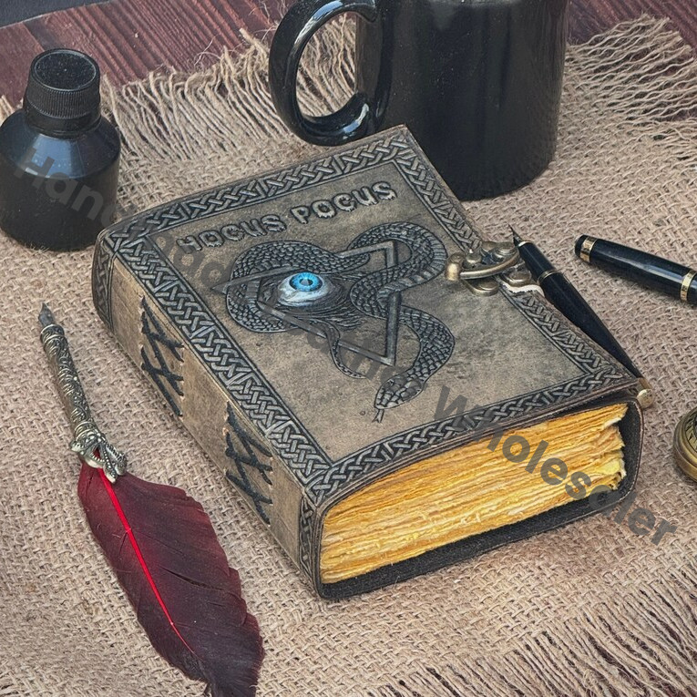Hocus Pocus Eye Book of Shadows Vintage Leather Journal Grimoire Embossed Leather Book of Shadows Gothic Notebook Blank Spell Handmade Gift