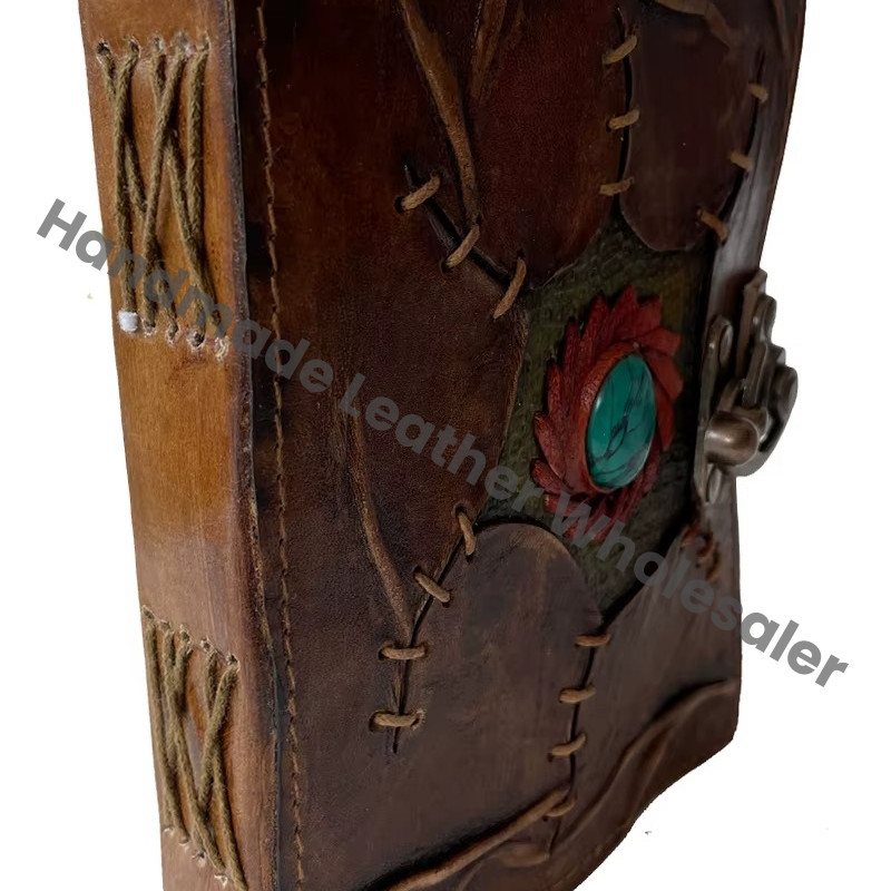 Hocus Pocus Genuine Leather Handmade Address Book Eco-friendly Paper Custom Logo Single Eye Stone Antique Diary Design