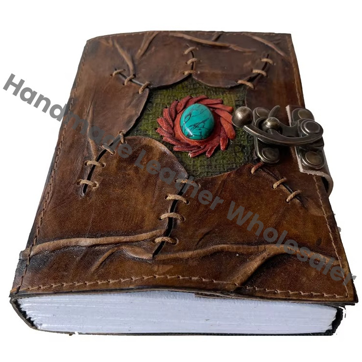 Hocus Pocus Genuine Leather Handmade Address Book Eco-friendly Paper Custom Logo Single Eye Stone Antique Diary Design