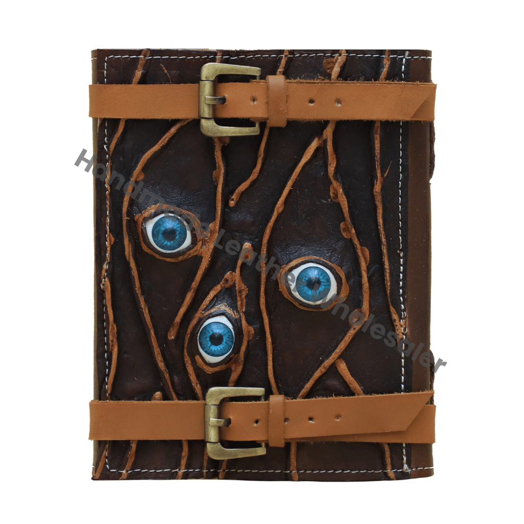 Hocus Pocus Handmade Antique Leather Journal Eye Design Sketchbook Eco-friendly Custom Logo Unisex Travel Gift Day Planner