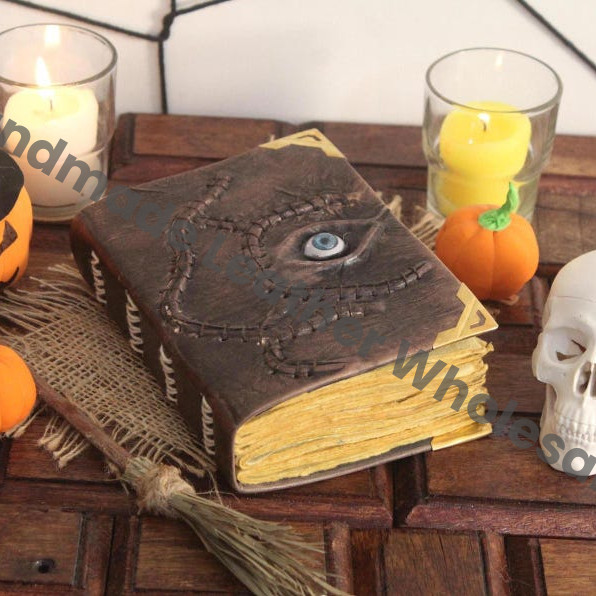 Hocus Pocus Leather Grimoire Journal: Handmade Deckle Edge Book of Shadows