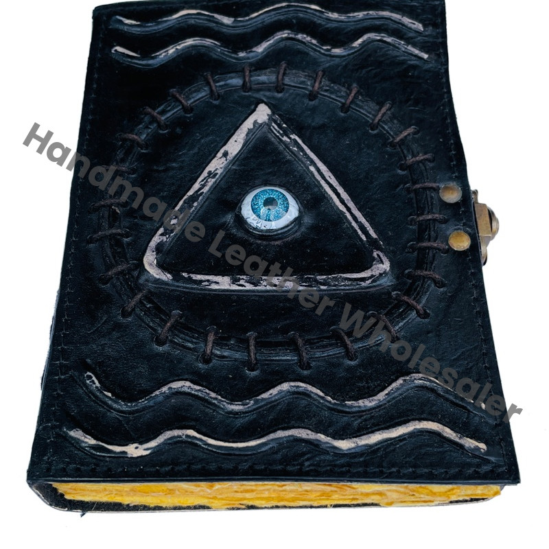 Hocus Pocus Triangle Book Spell Handmade Recycled Deckle Sheets God Eye Magical Spell Books Gift Cover Blank Journal Hard