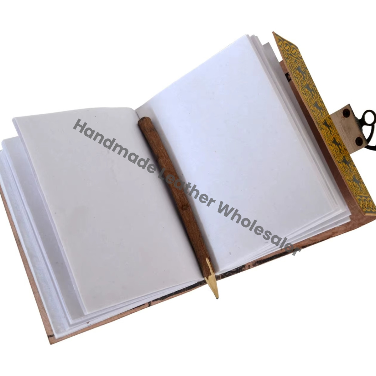 journal leather cover wholesale leather journals genuine leather journal Day Of Dead Printed Yellow Embossed Notebook Planner