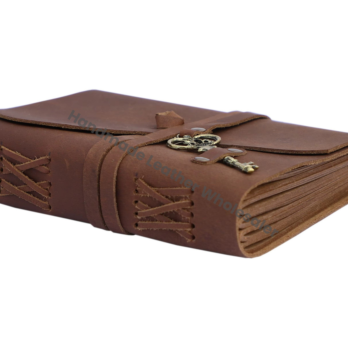 Key Leather Journal Handmade Vintage Deckle Edge Paper Grimoire Journals Junk Christmas Gift Travel Bound Notebooks