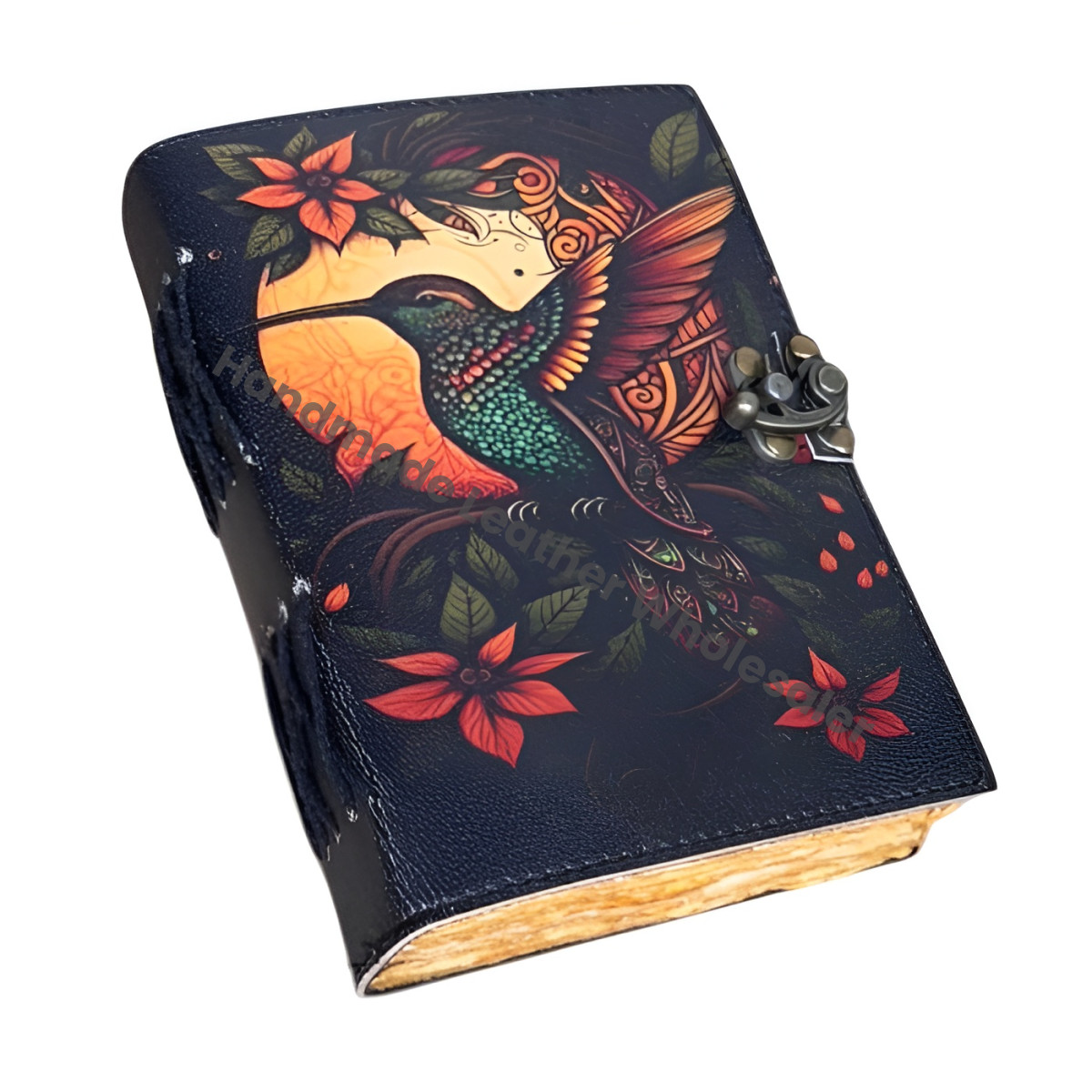 Kingfisher Bird Print Leather Journal: Blank Book of Shadows