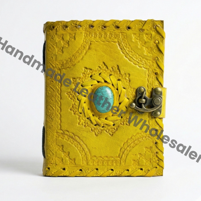 Lapis Lazuli Leather Book of Shadows: Embossed Grimoire Journal