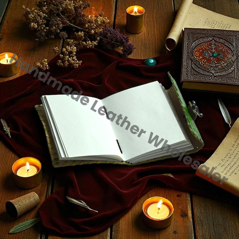 Lapis Lazuli Leather Book of Shadows: Embossed Grimoire Journal