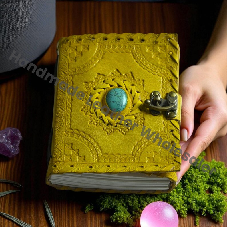 Lapis Lazuli Leather Book of Shadows: Embossed Grimoire Journal