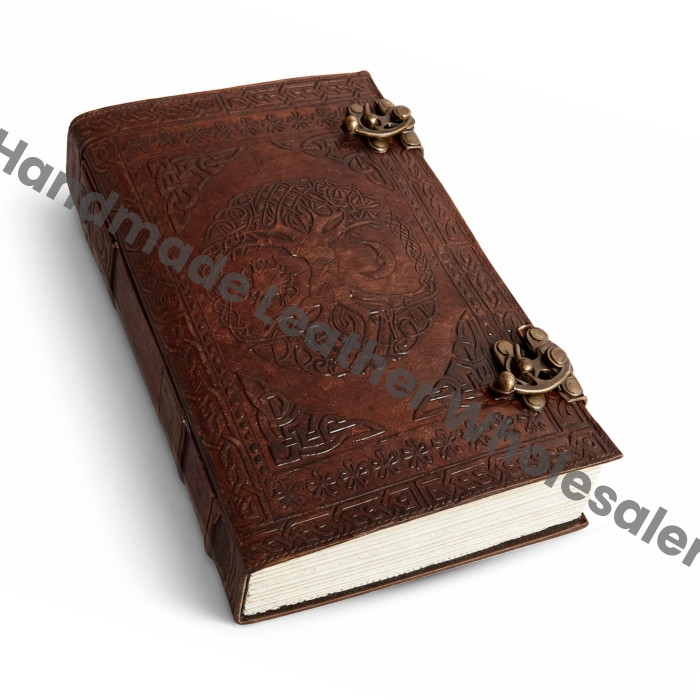 Large Embossed Sun and Moon Leather Journal, Book of Shadows