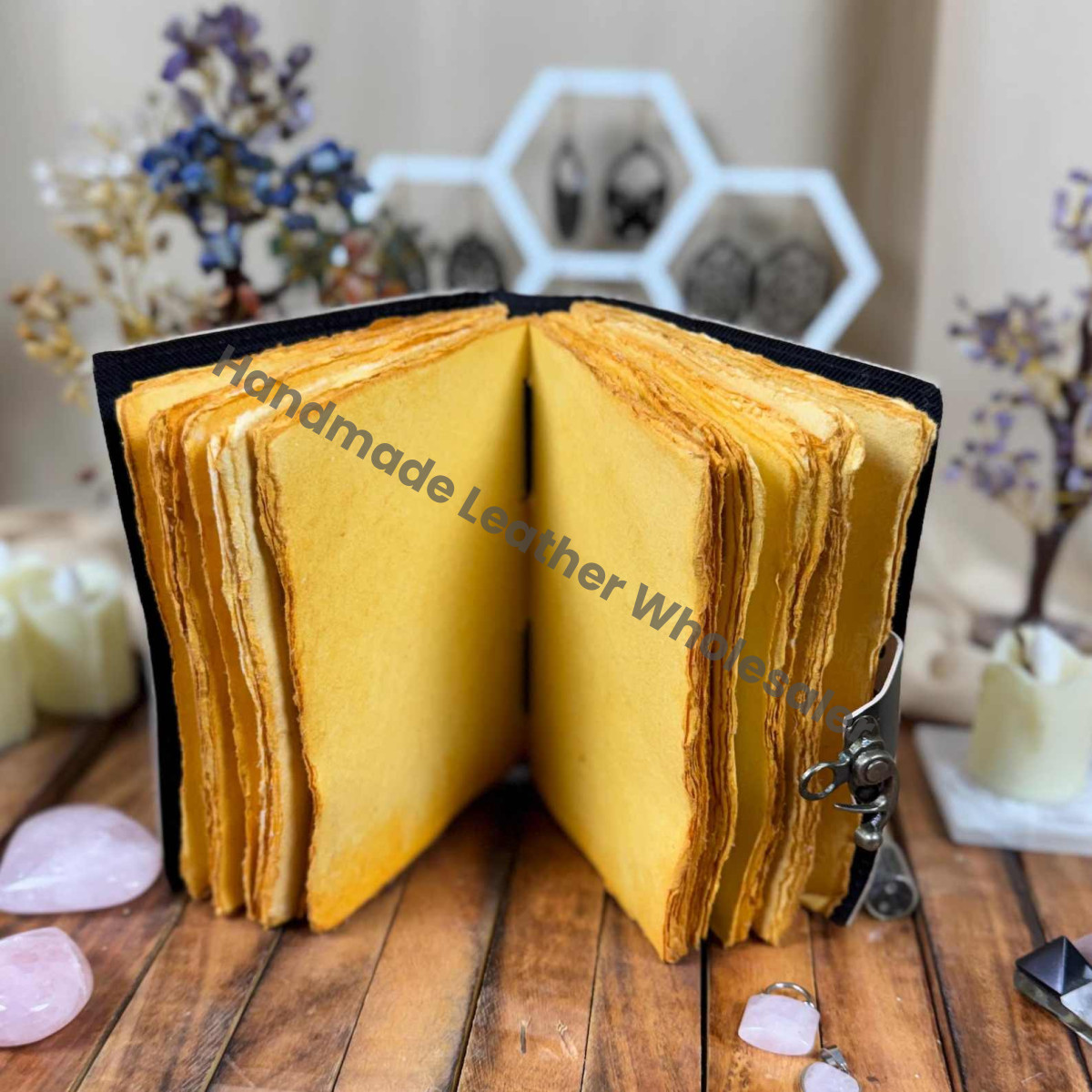 Large Grimoire Vintage Witch Moon leather journal, Handmade Antique Deckle Edge Paper Spell Book of Shadows Journal for gifts