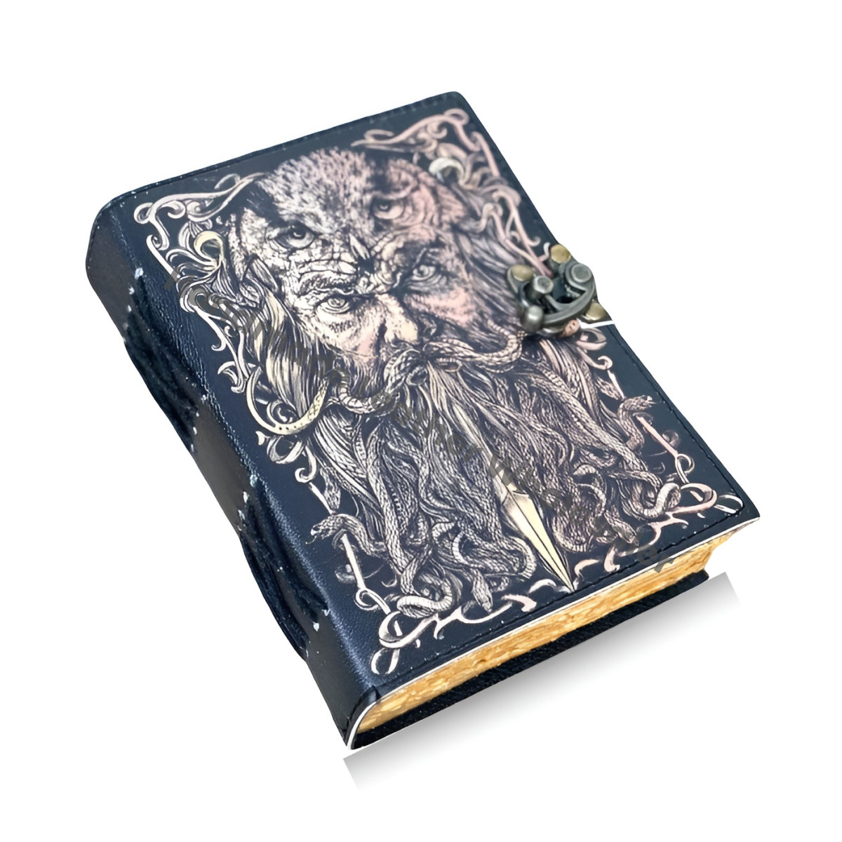 Large Leather Grimoire Journal: Tree of Life, Blank Book of Shadows