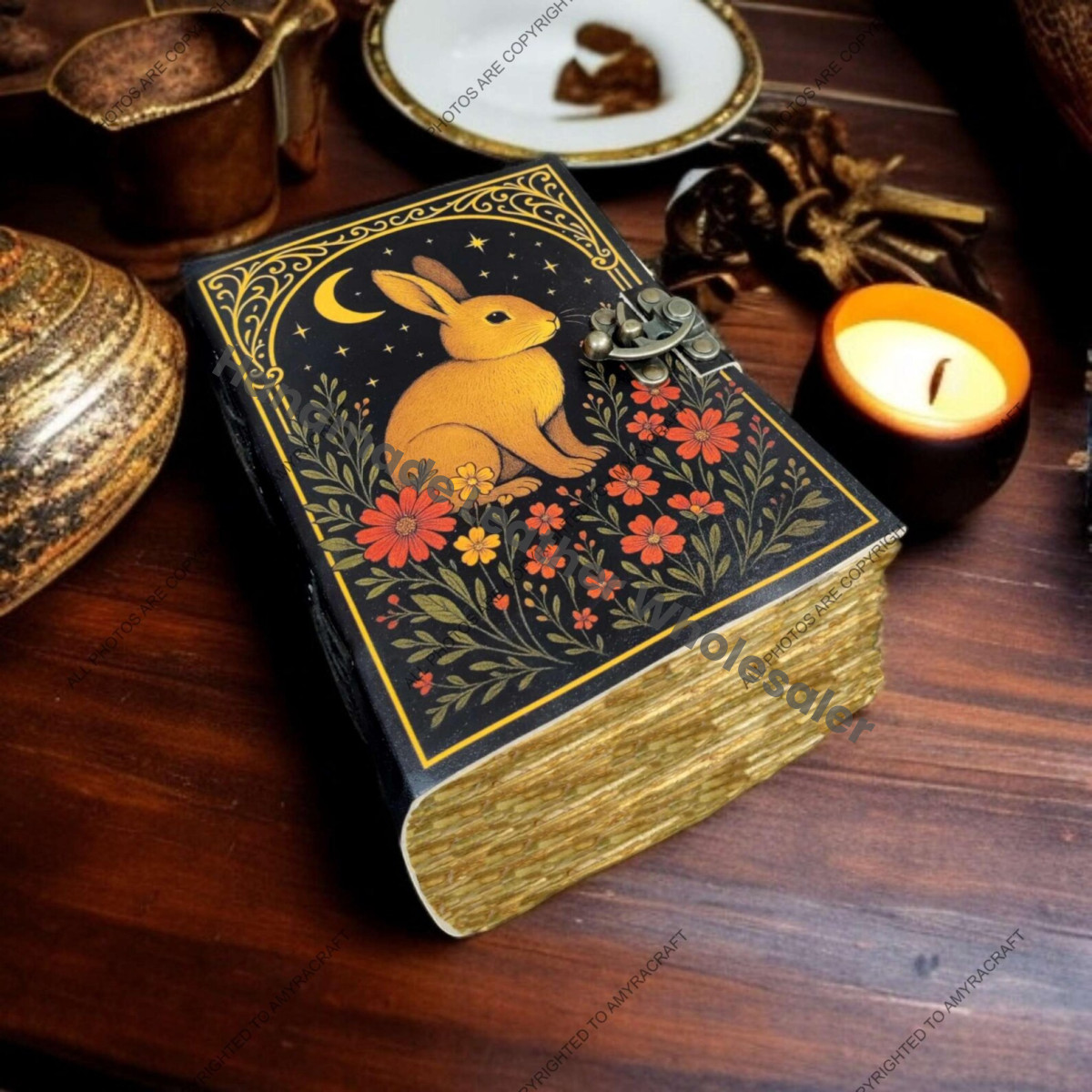 Large Leather Grimoire Journal: Vintage Spell Book of Shadows