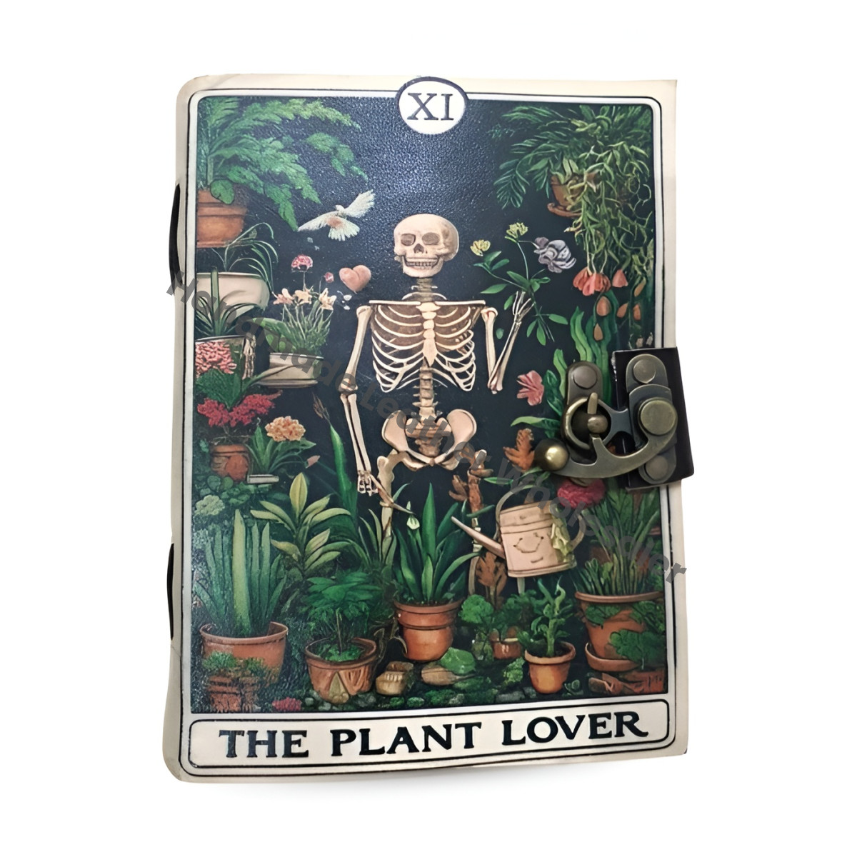 Large Leather Journal – The Plant Lover Tarot Cover, Handmade Gothic Grimoire, Vintage Sketchbook, Witchcraft Spell Book.