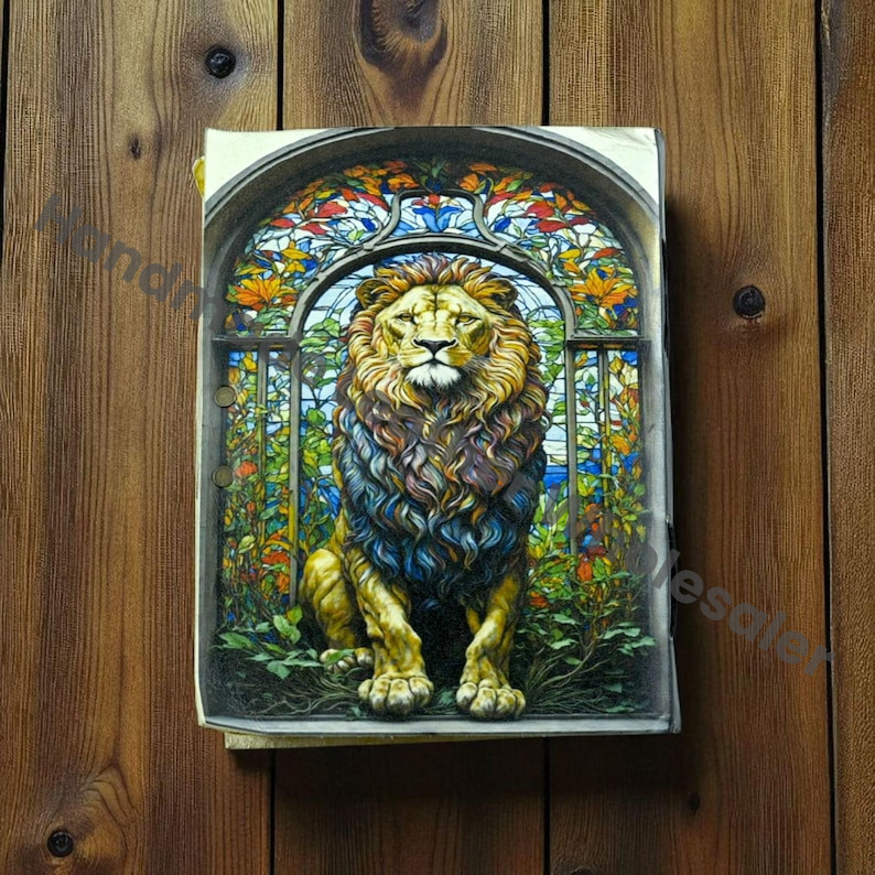 Large Lion Leather Journal: Vintage Grimoire, Blank Book of Shadows