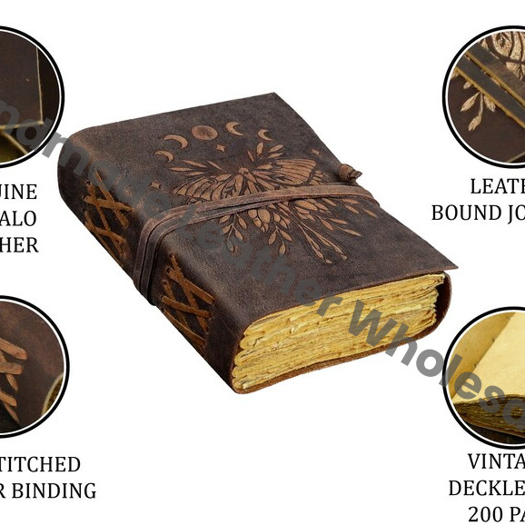 Large Luna Moth Leather Journal – Spell Book, Book of Shadows