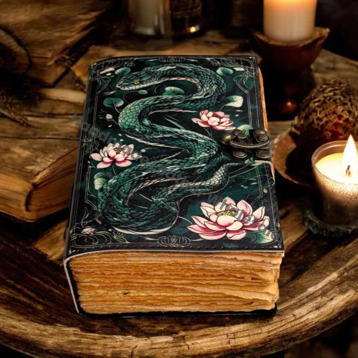 Large Snake Leather Journal: Handmade Grimoire, Spell Book
