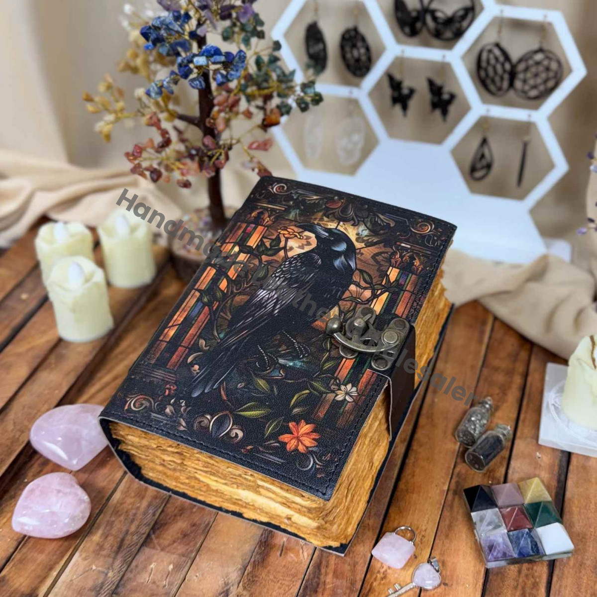 Large Tree of Life Grimoire Handmade leather journal Notebook Blank spell book of shadows Leather (Copy)