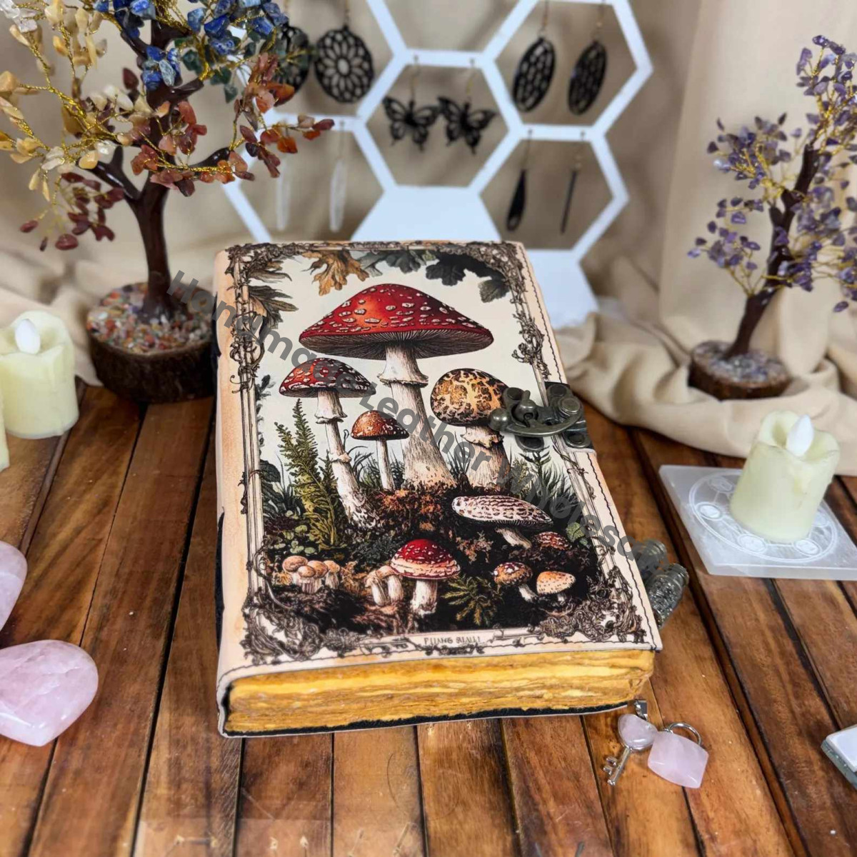 Large Tree of Life Grimoire Handmade leather journal Notebook Blank spell book of shadows Leather