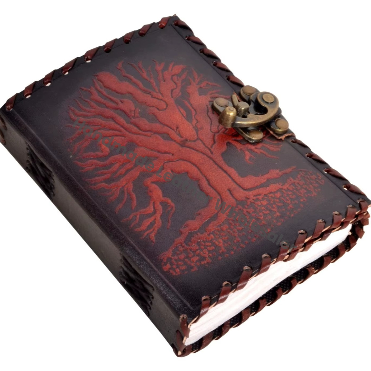 Large Vintage Handmade Tree of Life Leather Journal Sketchbook Black Red Notebooks Paper Cover Gift for Women's Diary Writing