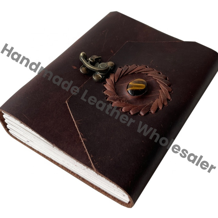Leather Address Book Handmade Clasp Lock Vintage Design Unisex Lined Pages Eco-Friendly Paper Customized Logo Soft Cover