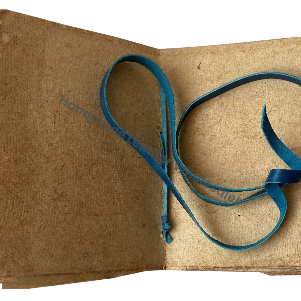 Leather Blue Custom Logo Address Book Spiral Journal for Unisex Vintage Wrap Unlined Recycled Cotton Paper Pages Gift