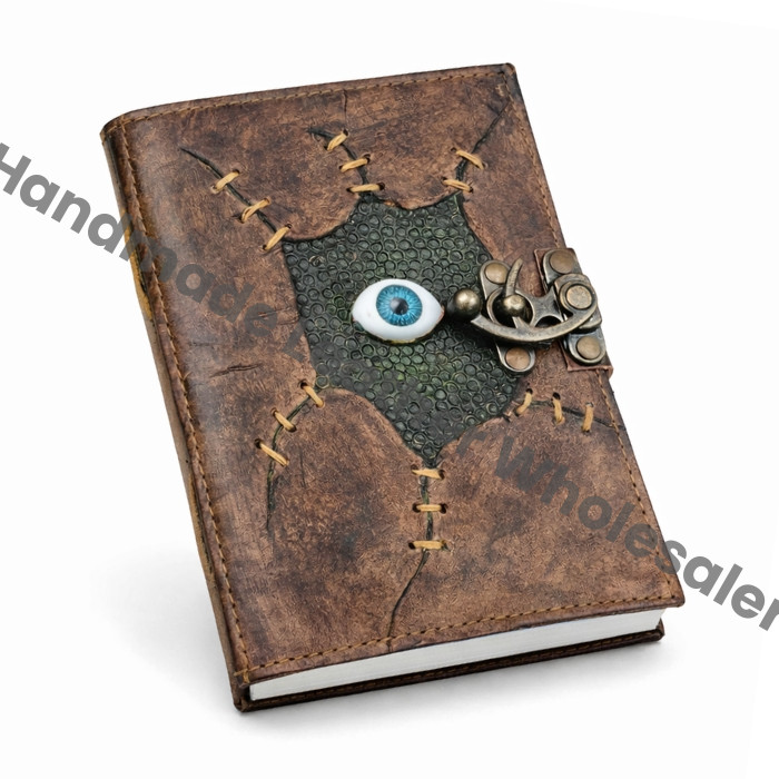 Leather Book of Shadows: Embossed Grimoire Journal with Lapis Lazuli