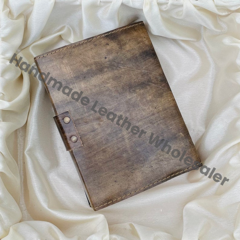 Leather Book of Shadows: Embossed Grimoire Journal with Lapis Lazuli