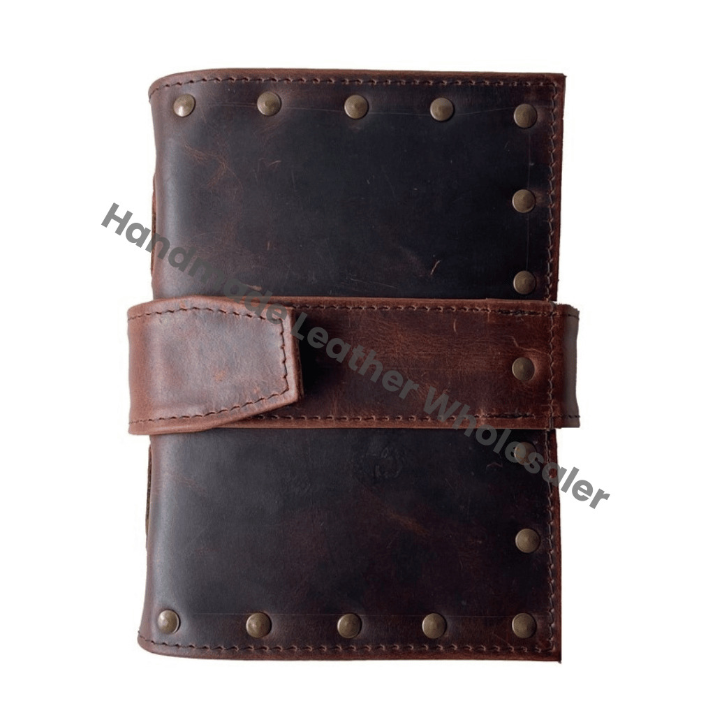 Leather Bound Diary Hardcover Vintage Style Brown With Strap Closure Sewing Binding For Journaling Notes