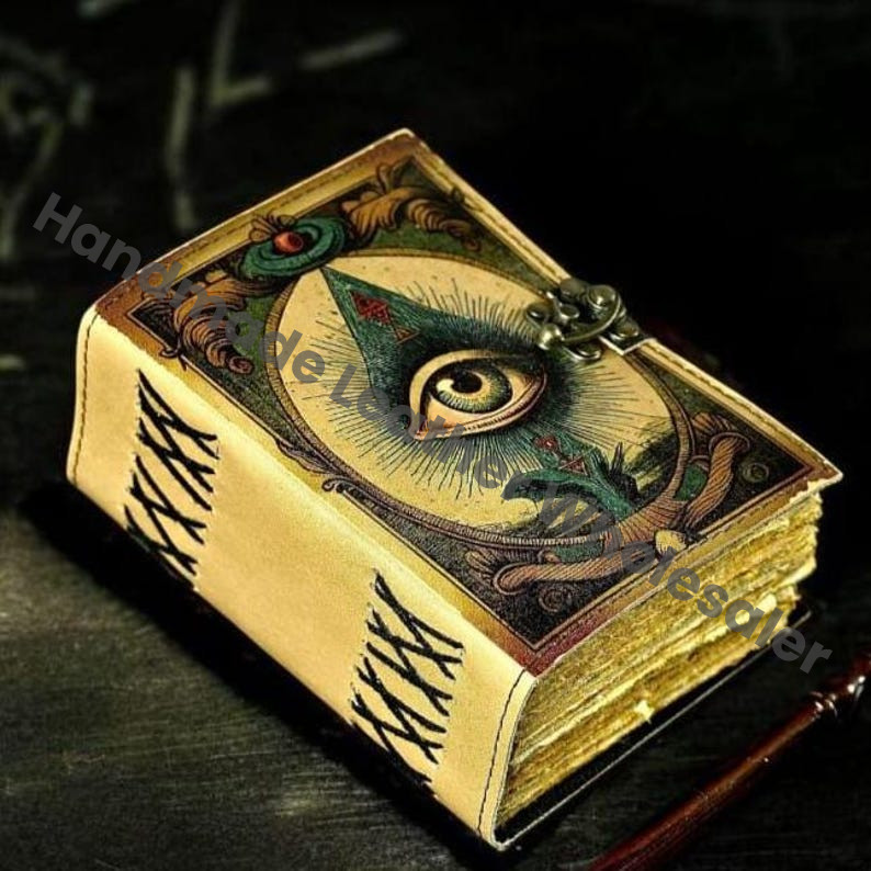 Leather Bound Grimoire Journal: Third Eye, Deckle Edge