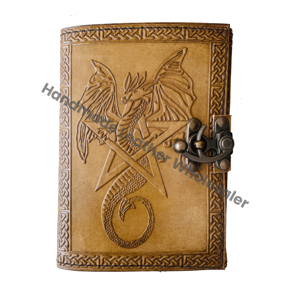 Leather Bound Journal Engraved Vintage Journal Leather Journal for Women Sketchbook Dragon Large Book of Shadows Star Pentagram