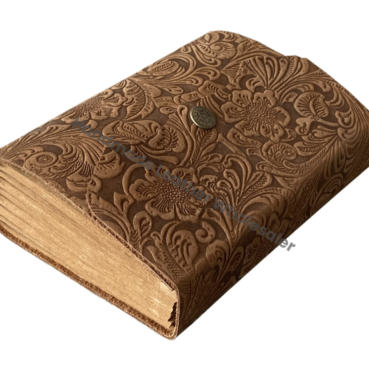 Leather Bound Printed Journal Notebook Sketchbook Vintage Flora Embossed Eco-friendly Handmade Best Gift Valentine